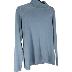 Cashmere and silk baby blue sweater with turtleneck. Super soft Large Gerani